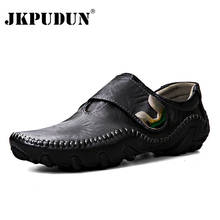 JKPUDUN Genuine Leather Men Casual Shoes Luxury Brand 2018 Mens Loafers Breathable Italian Driving Shoes Slip On Comfy Moccasins 2024 - buy cheap