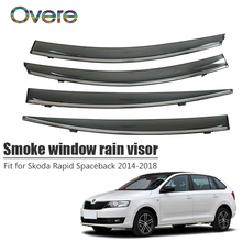 OVERE NEW 1Set Smoke Window Rain Visor For Skoda Rapid Spaceback 2014 2015 2016 2017 2018 Vent Deflectors Guard Accessories 2024 - buy cheap