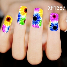 XF1387 3D Water Decals Nail Colorful Flower For French Manicure Decoration Nails Art  Beauty Transfer Stickers Design Nail Tools 2024 - buy cheap