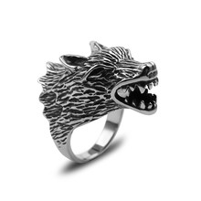 Панк Винтаж викингов кольцо в виде головы волка для мужчин амулет панк Мужская мода животное ювелирные изделия кольцо для мужчин 2024 - купить недорого