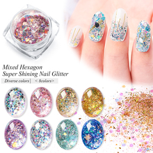 1 Box Nail Glitter Flakes Sparkly 3D Holographic Colorful Flakes Sequins Spangles Polish Manicure Nails Art Decorations 2024 - buy cheap