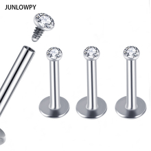 Junlowpy fashion labret anel frete grátis 120 tamanhos piercing corporal joia de aço inoxidável haste transparente labial 1.2*6/8/10*2mm 2024 - compre barato