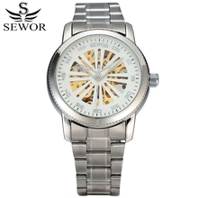 Sewor Mechanical Watch Men Skeleton Automatic Movement Skeleton Wristwatch Mens Watches Male Stainless Steel Watches SWQ15 2024 - buy cheap