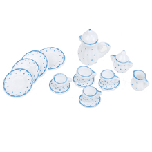 Novo 1/12 casa de bonecas 15 pçs miniatura azul flor patten porcelana café chá copos cerâmica utensílios de mesa casa bonecas acessórios cozinha 2024 - compre barato