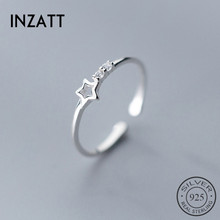 INZATT-Anillo de plata de ley 925 con diseño de estrella y zirconia, anillo abierto con diseño de estrella de zirconia, para mujeres 2024 - compra barato