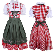 Disfraz de Oktoberfest para mujer, uniforme de talla grande, rojo, a cuadros, alemán, disfraz de chica cerveza, vestido Dirndl 2024 - compra barato