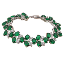 Deep Green Peridot  White Gold tone wonderful Bracelets AAA Zircon  Health Nickel & Lead free Fashion jewelry TB433A 2024 - buy cheap