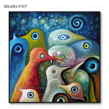 Pintura al óleo sobre lienzo de pingüino abstracto, diseño de moda pintado a mano, arte de pared de belleza, divertido Animal, pintura al óleo de pingüino abstracto 2024 - compra barato
