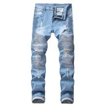 Мужские джинсы в стиле хип-хоп, дизайнерские джинсы в стиле рок, байкерские джинсы 2024 - купить недорого