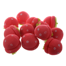 RHX 12 pcs Strawberry Hair Care Foam Soft Round Sponge Balls Curlers Bun Tool ceb 2024 - buy cheap