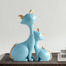 Decoração em resina para casa figuras de gato em formato de animal, decoração em miniatura, estátua de gato, acessórios para sala de estar, presentes de casamento 2024 - compre barato