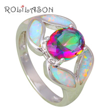 Brand CZ Rings for Ladies silver plated Fashion Jewelry White Fire Opal Zircon Rings USA SZ #6#7#8#9#10 OR785 2024 - buy cheap