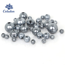 Lote de 350 unidades de cuentas de perlas de imitación ABS de 4mm-10mm, cuentas sueltas de plástico redondas grises para fabricación de joyas de moda DIY 2024 - compra barato
