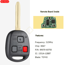 Keyecu Replacement Remote Key 3 Button 314MHz for Toyota Land Cruiser, FJ Cruiser 2008-2009 FCC: HYQ12BBT - 4D67 2024 - buy cheap