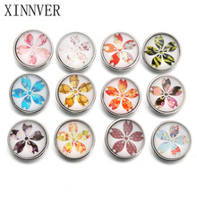 10pcs/lot Colorful Five-pointed Star Flower Pattern Glass Charms 18mm Glass Snap Round Button For DIY Bracelet Snaps Jewelry 2024 - buy cheap