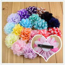 10 unids/lote 8cm flores de pelo de gasa para niñas con Clip gran oferta accesorios de Belleza del cabello para niños FC22 2024 - compra barato