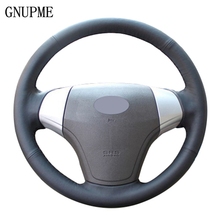 Gnupme diy cobertura de direção mão-costurado macio couro artificial preto volante do carro capa para hyundai elantra 2008-2010 2024 - compre barato