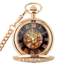 Retro Rose Gold Skeleton Magnifier Mechanical Hand Wind Pocket & Fob Watches Men's Watch Women Watch Pendant Full Hunter Gift 2024 - buy cheap