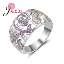 Anillo de diseño único para mujer, joya de 3 colores, Micro CZ, cristal pavimentado, regalo de boda, anillo de Plata de Ley 925 2024 - compra barato