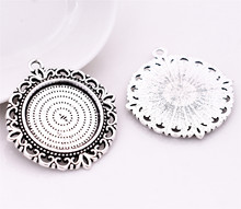 New Fashion 4pcs 25mm Inner Size Antique Silver Plated Flower Style Cabochon Base Cameo Setting Charms Pendant- 2024 - buy cheap