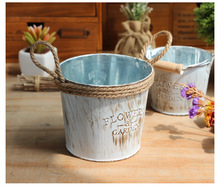 1PC American Retro Old Tin Flower Barrel Home Furnishing Decorative Metal Crafts Creative Vase EJL 039 2024 - buy cheap