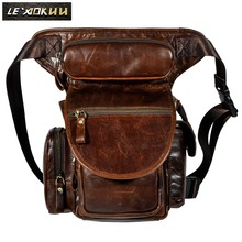 2020 Quality Leather Men Design Casual Messenger Sling Bag Fashion Travel Heavy Duty Fanny Waist Belt Pack Leg Bag Male 3109-c 2024 - buy cheap