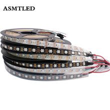 Faixa de led ws2812b dc 5v, pcb inteligente, abordável individualmente, luz 2812 ic, 30/60/144 pixels/leds rgb 1-5m, preto e branco 2024 - compre barato