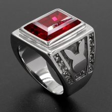New Fashion Animal Rabbit Mens Jewelry Design Rock Punk Big Red Stone Ring for Men Stainless Steel Engagement Rings Jewelry 2024 - buy cheap