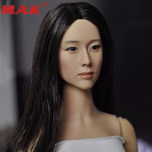 Figura de acción de cabeza de mujer joven asiática, colección de juguetes a escala 1/6, pelo largo negro para figuras de acción de 12" 2024 - compra barato