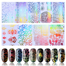 Голографическая фольга для дизайна ногтей переводные наклейки для ногтей Фольга наклейка лазерные Цветочные наклейки для украшения ногтей 2024 - купить недорого