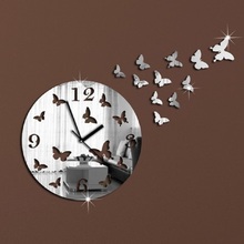 DIY watch wanduhr home decor modern design vintage saat relojes pared decoracion wrought iron wall clock round acrylic Silver 2024 - buy cheap
