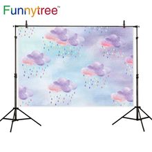 Funnytree-Fondo para estudio de fotografía, pintura de acuarela, cielo, nube, baby shower, photocall impreso 2024 - compra barato