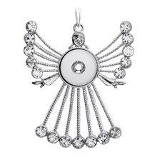 Hot sale Rhinestone angel DIY snap Pendant Necklace fit 18mm snap buttons fashion DIY Fittings for snap jewelry wholesale XL0074 2024 - buy cheap