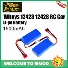 Batería de repuesto para coche de control remoto, 2 uds., ZOP Power, 7,4 V, 1500mAh, 25C, 2S, batería Lipo, enchufe en T para Wltoys 12423 12428 2024 - compra barato