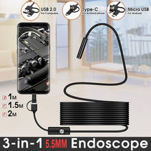 2m 1.5m 1m Mini 5.5mm Lens Snake Endoscope Camera  Hard Semi-rigid Borescope Car Inspection Camera for Smartphone Android PC 2024 - купить недорого