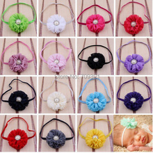 Ballerina Flower Headband Chiffon Flowers  Headbands pearl rhinestone newborn headbands 36pcs/lot 2024 - buy cheap