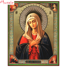 Pintura com miçangas para artesanato, imagens justas da virgem maria, bordado com diamante, ponto de cruz 3d, ícone religioso, decoração para casa 2024 - compre barato