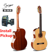 Abeto-Guitarra eléctrica clásica acústica, cuerda de nailon de 39 pulgadas, 6 cuerdas, instalación, Color madera 2024 - compra barato