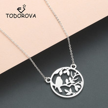Todorova Sparrow Pendant Necklace Women Bird on Branch Necklace Stainless Steel Chain Rose Gold Necklace Animal Jewelry 2024 - buy cheap