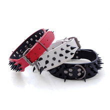 2 inch Wide Leather Dog Collars Cool Sharp Spiked Studded Pet Dog Collars Spiked Studded Collar For Medium Large Breeds 4 Sizes 2024 - buy cheap