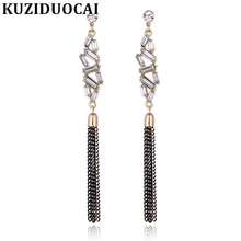 Kuziduocai New Fashion Will Not Fade Jewelry Bohe Zircon Crystal Geometry Chain Tassel Stud Earrings For Women Brincos E-1330 2024 - buy cheap