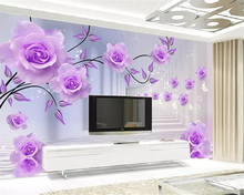 beibehang Custom 3D photo wallpaper 3D stereo purple rose painting living room bedroom TV background wallpaper for walls 3 d 2024 - buy cheap