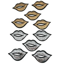 10pcs/lot Small Gold/Silver Lips Patch for Clothes DIY Mouth Sequined Patches Appliques for clothing Iron-on Paillettes Patch 2024 - buy cheap