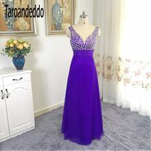 V-neck AB Colorful Beading A-line Purple Bridesmaid Dress Long Cheap Party Dress Under 100 vestido de formatura longo 2024 - buy cheap