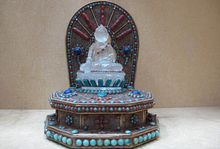 Música voge gem s0670, estátua de buda sakyamuni turquesa coral, cobre do tibete, prata 2024 - compre barato
