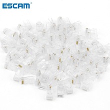 ESCAM 100 pçs/set Universal Cabeça de Cristal RJ45 CAT5 CAT5E Modular Plug Banhado A Ouro Conector de Rede Cabeça Transparente 2024 - compre barato