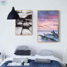 Splspl moderno paisagem oceano praia cenário de pedra pintura em tela modular impressão da arte da parede cartaz decoração para casa sem moldura 2024 - compre barato