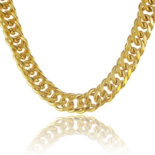 Тяжелое массивное мужское ожерелье с двойной панцирной цепью, позолоченное желтое массивное ожерелье 24 дюйма 2024 - купить недорого