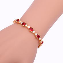 Gifts for Friend Australia Zircon Red Crystal Bracelets  Gold tone Health Nickel & Lead free Garnet Fashion Jewelry TBS987A 2024 - buy cheap
