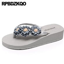 slippers flower chinese platform high heel flip flop 5 sandals embellished flatforms slides fashion shoes 2019 women low wedge 2024 - buy cheap